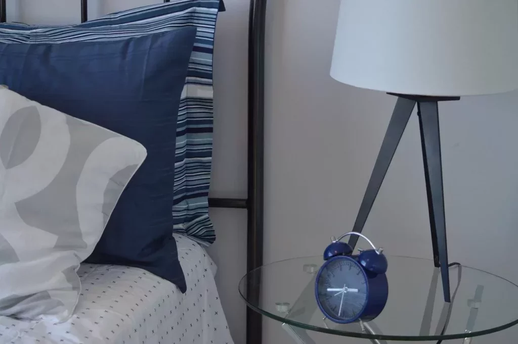 bedroom, bed, alarm clock