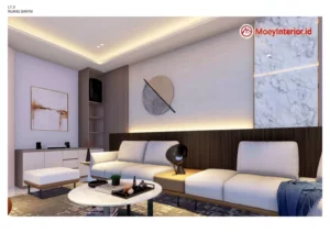 Ibu Anna Design interior ruang tamu tampak putih