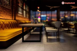 portofolio desain dan bangun interior cafe sofa kuning
