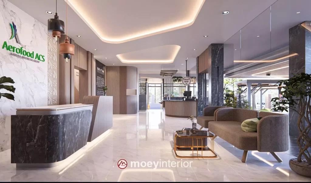 ruang tunggu receptionis Interior Kantor ACS Aerofood02